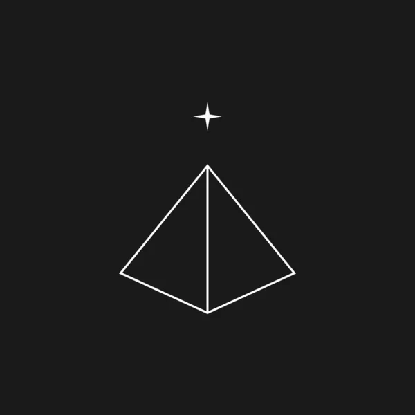Pyramide linéaire esthétique rétroonde avec une étoile dessus. Synthwave noir et blanc style pyramide des années 1980. Élément de conception rétroonde pour les projets de style rétroonde. Vecteur — Image vectorielle