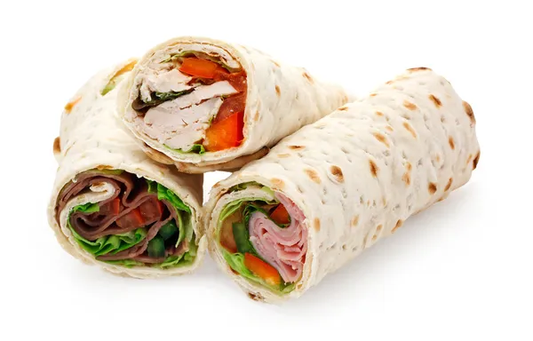 Lätt lunch skivad wraps — Stockfoto