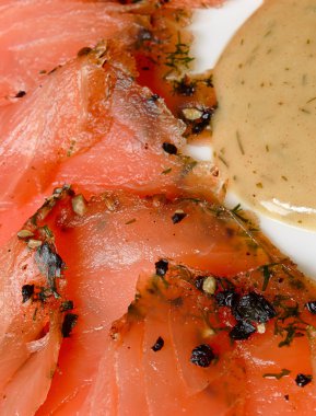 Gravlax smoked salmon slices clipart