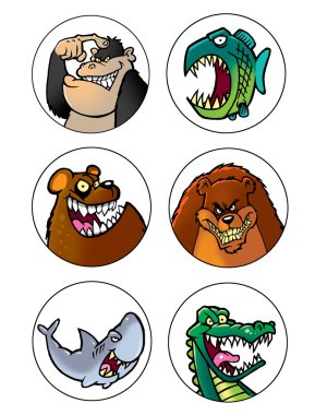 korkunç karikatür hayvanlar 2 set