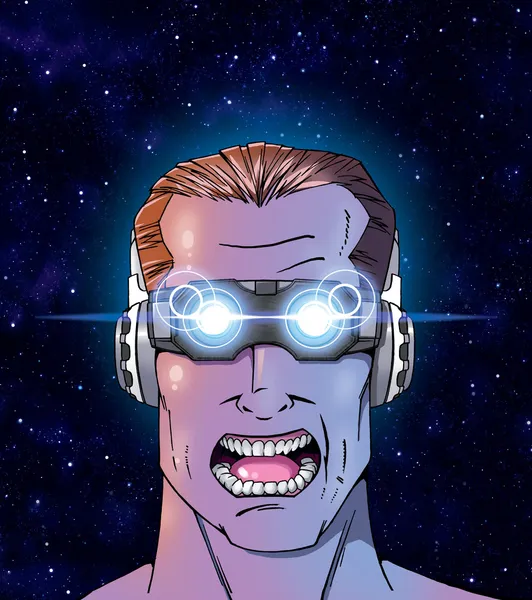 Homem com óculos 3-D futuristas Imagem De Stock