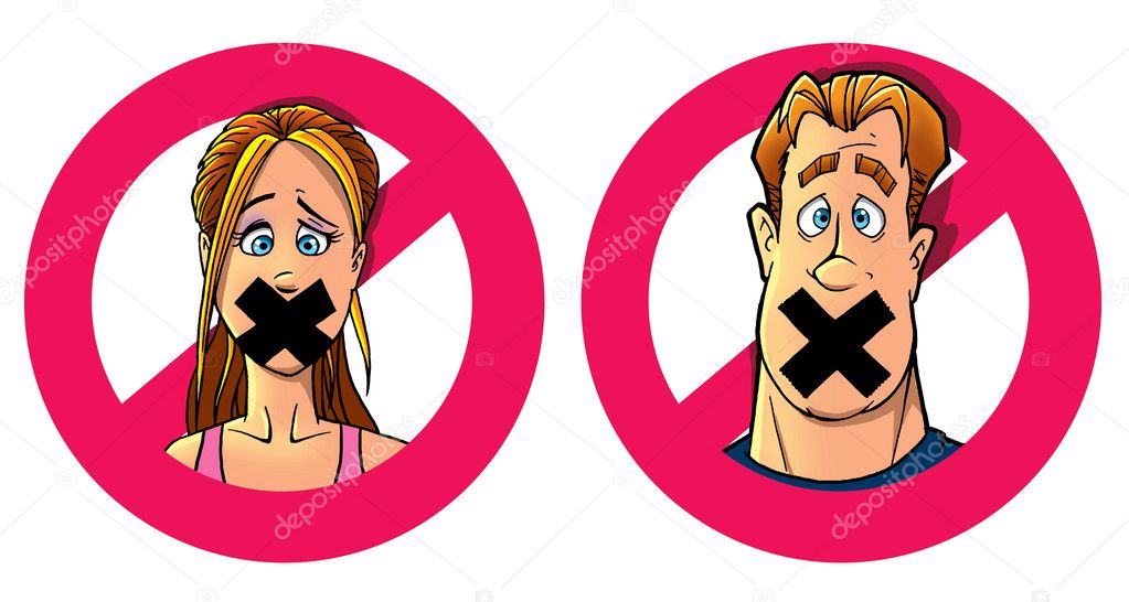 funny man and woman with taped mouth