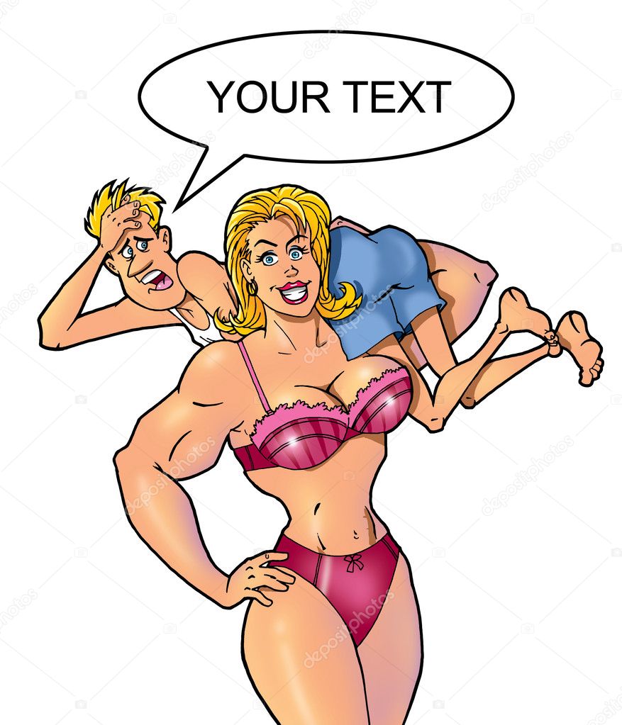 Funny muscular woman holds a thin man Stock Photo by ©evilrat 27000359 Funny muscular woman holds a thin man Stock Photo by ©evilrat 27000359
