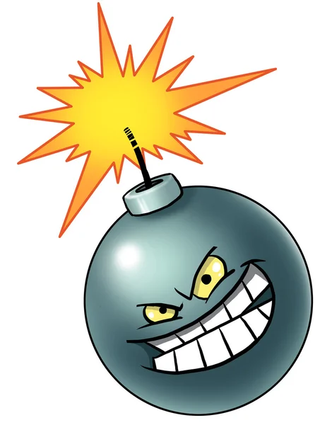 Bomba dos desenhos animados com rosto maligno — Fotografia de Stock