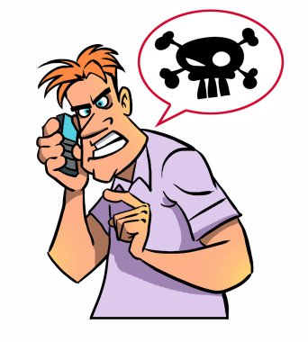 Anger man with phone clipart