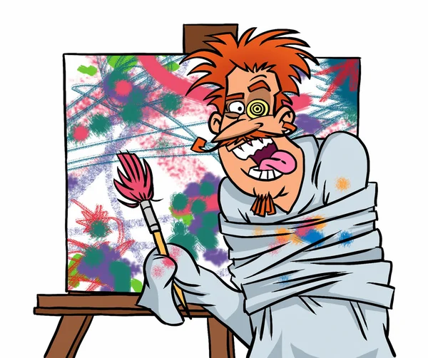 Mad painter at work — Stock Photo, Image