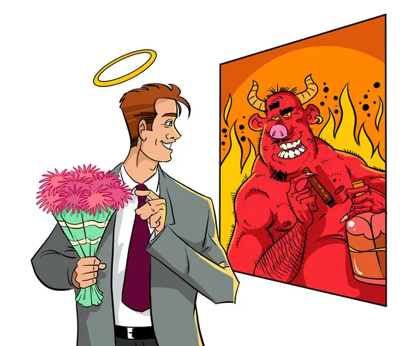 Man as half devil half angel — Stock Photo, Image