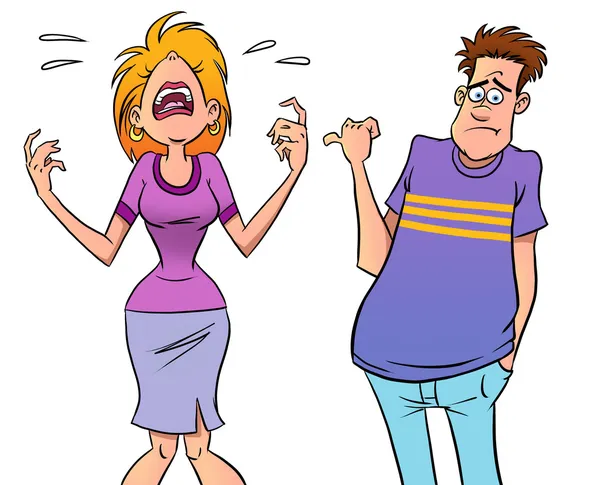 Quarreling cartoon couple — Stock Photo, Image