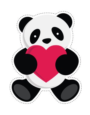 Panda holding kalp.