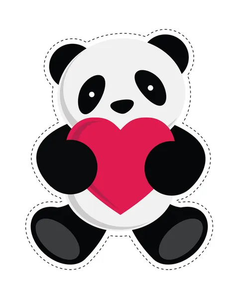 Panda holding heart. — Stock Vector