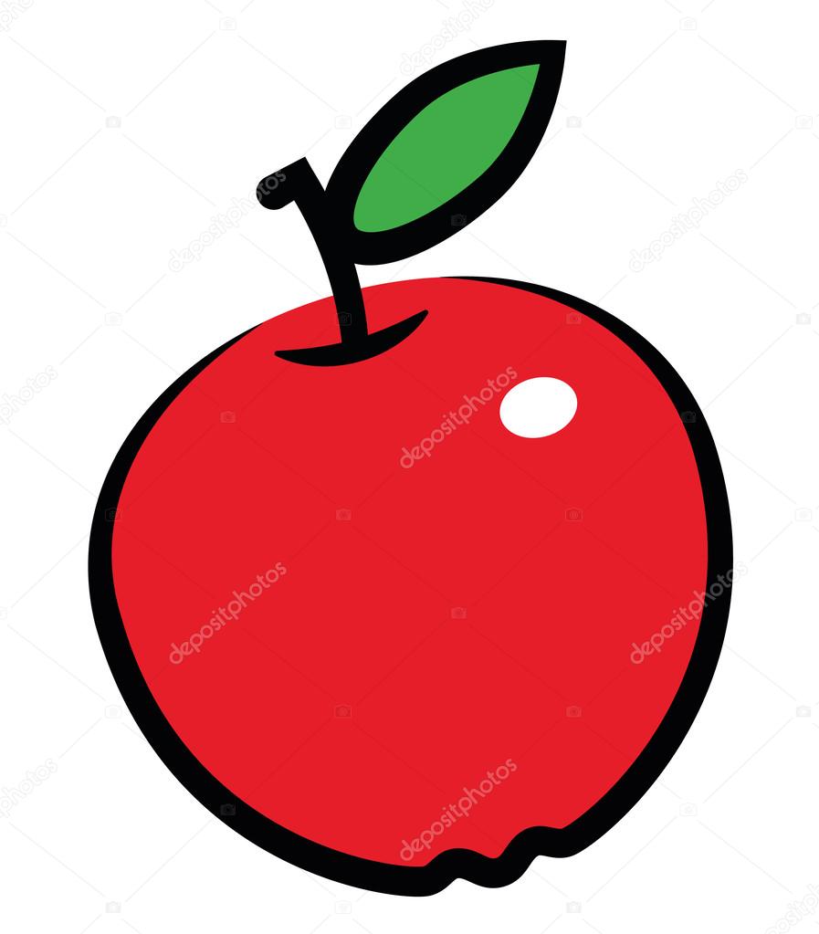Red apple. Vector illustration.