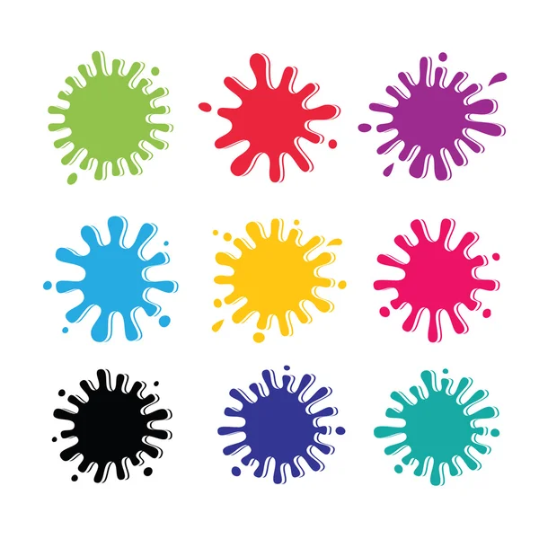 Beyaz arka plan üzerinde renkli lekeleri kümesi. vektör çizim.