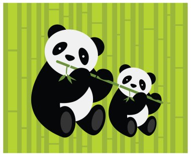 Two pandas. Vector illustration. clipart