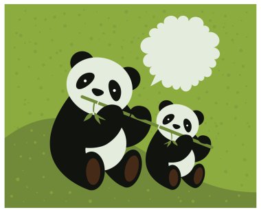 Two pandas. Vector illustration. clipart