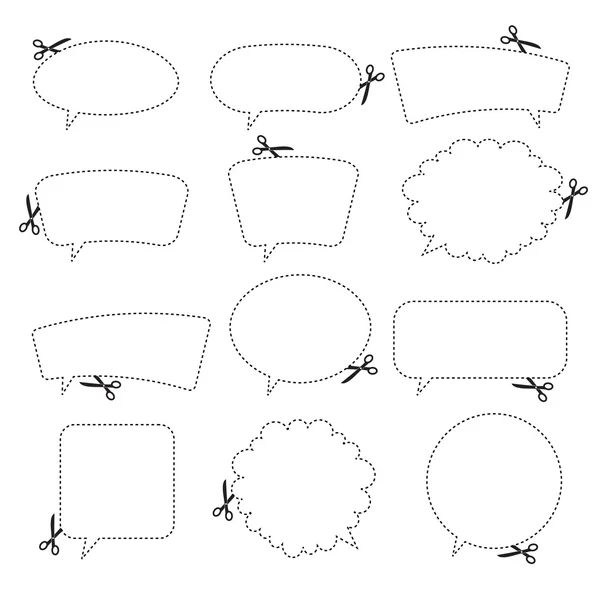 Scissors cutting speech bubbles. Vector illustration. — Stock Vector