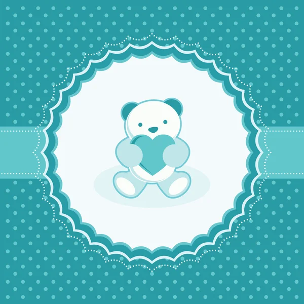 Greeting card with teddy bear for baby boy. Vector illustration. — Stock Vector