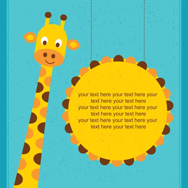 De kaart van de douche van de baby. Verjaardag card met giraffe.vector illustratie. — Stockvector