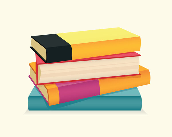 Stack of colorful books. Vector illustration.