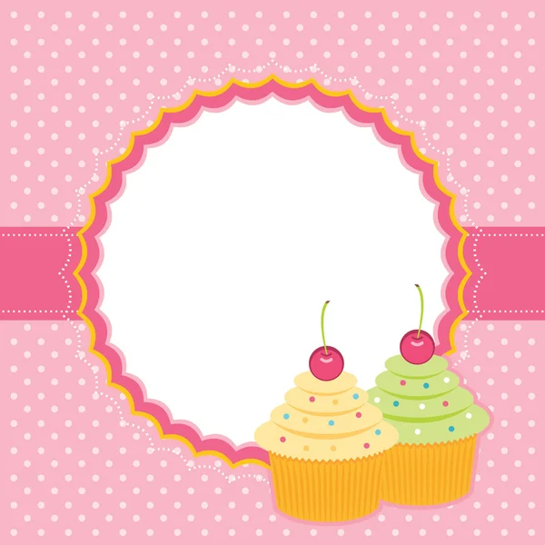 Cartão com cupcakes. Ilustração vetorial — Vetor de Stock