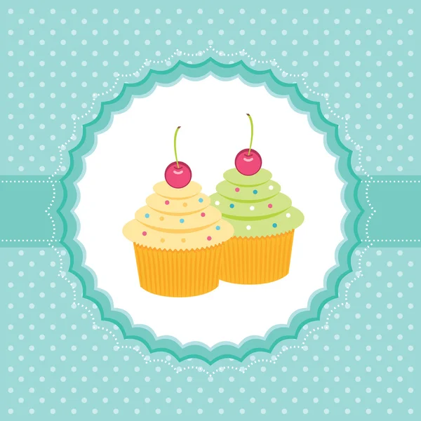 Karte mit Cupcakes. Vektorillustration — Stockvektor