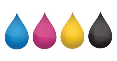 CMYK izole üzerinde beyaz arka plan damla.