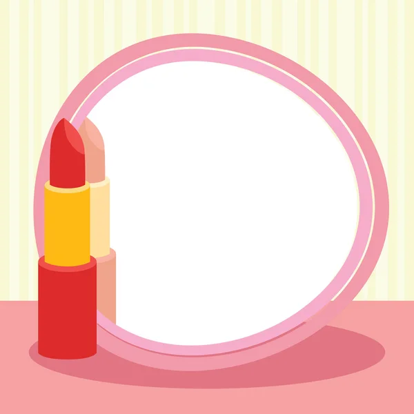Lipstick and mirror. Vector illustration. — Stock Vector