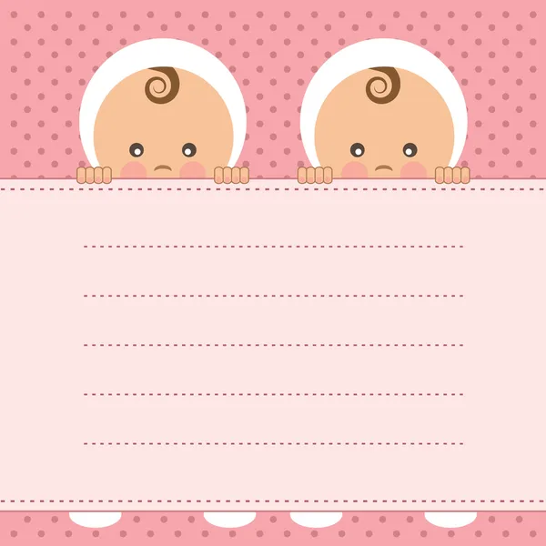 Baby Mädchen Zwillinge Ankündigungskarte. Vektorillustration. — Stockvektor