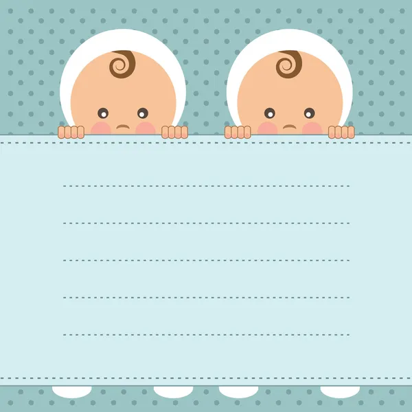 赤ちゃん男の子双子発表カード。ベクトル イラスト. — ストックベクタ