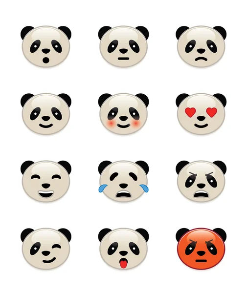 Panda urso ícones de emoção — Vetor de Stock