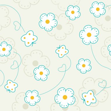 çiçekler ve kelebekler ile Seamless modeli. vektör arka plan.