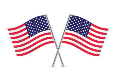American Flags. Flags of USA. Vector illustration.