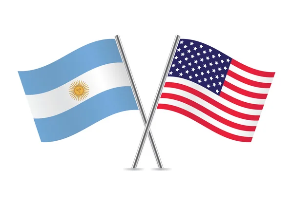 Banderas de Estados Unidos y Argentina. Ilustración vectorial . — Vector de stock