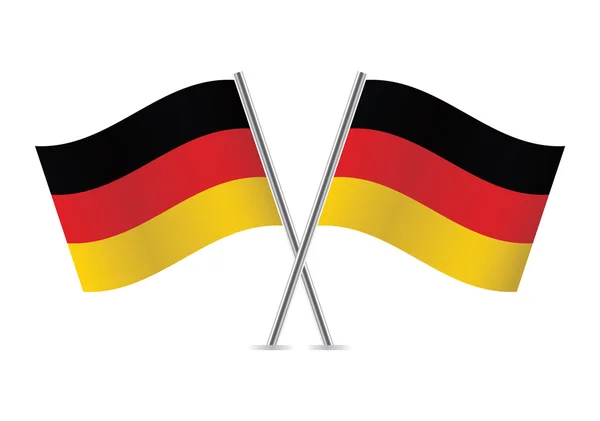 Germany crossed flags. German flags on white background. Vector icon set. Vector illustration. — Stock Vector