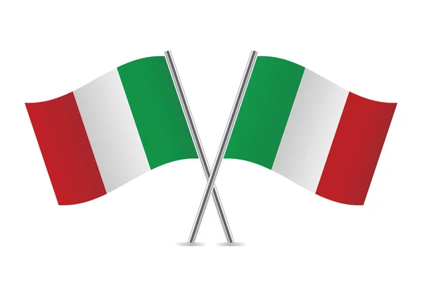 Itálie překročila vlajky. Italské vlajky — Stockový vektor