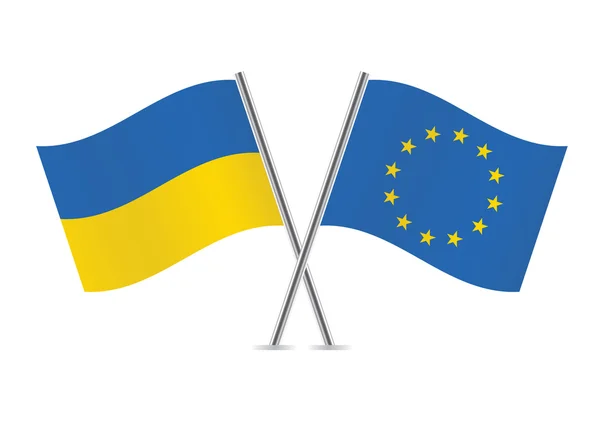 European Union and Ukraine flags. Vector illustration. — Stock Vector