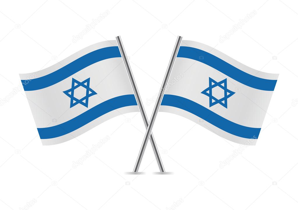 Israel Flags. Vector illustration.