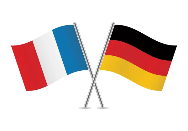 프랑스와 독일은 깃발을 건너갔다. — 스톡 벡터