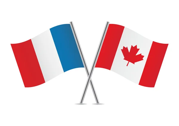 La France et le Canada ont croisé les drapeaux. — Image vectorielle