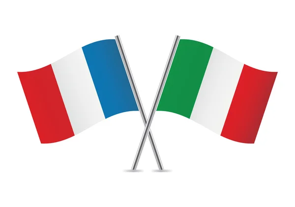França e Itália cruzaram bandeiras. —  Vetores de Stock