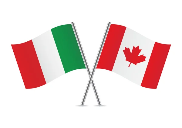 Italy and Canada crossed flags — Stock Vector