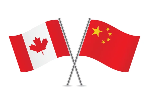 Canadian and Chinese flags. — Stock Vector