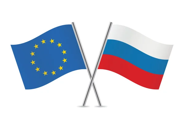 Russian and European Union flags. — Stock Vector