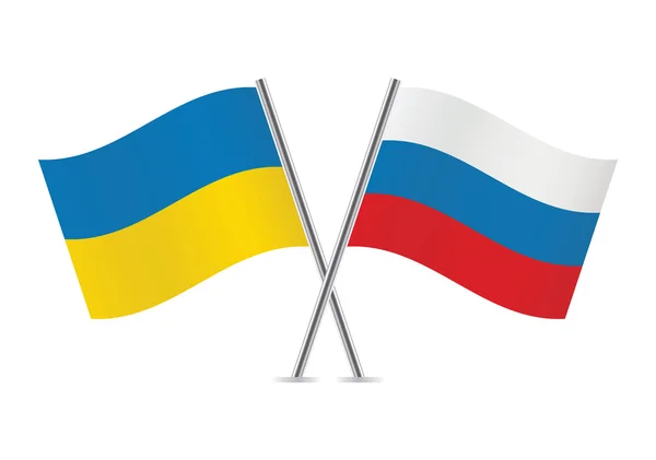 Ukraine and Russia flags. — Stock Vector