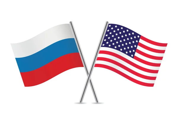 USA and Russia flags. — Stock Vector