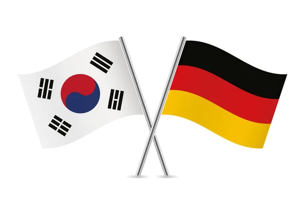 Corea Del Sur Alemania Cruzaron Banderas Banderas Corea Del Sur — Archivo Imágenes Vectoriales