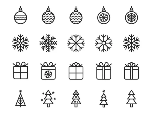 Christmas Icons Set Vector Illustration — Stock Vector