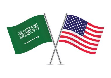 Amerika ve Suudi Arabistan bayrakları. Vektör illüstrasyonu.