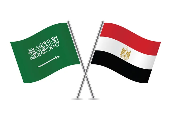 Banderas Arabia Saudita Egipto Banderas Sauditas Egipcias Aisladas Sobre Fondo — Vector de stock