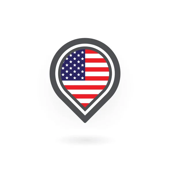 Isolierte Nadel Mit Amerikanischer Flagge Standort Ikone — Stockvektor