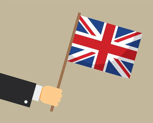 Mano Sosteniendo Bandera Británica Ilustración Vectorial — Vector de stock